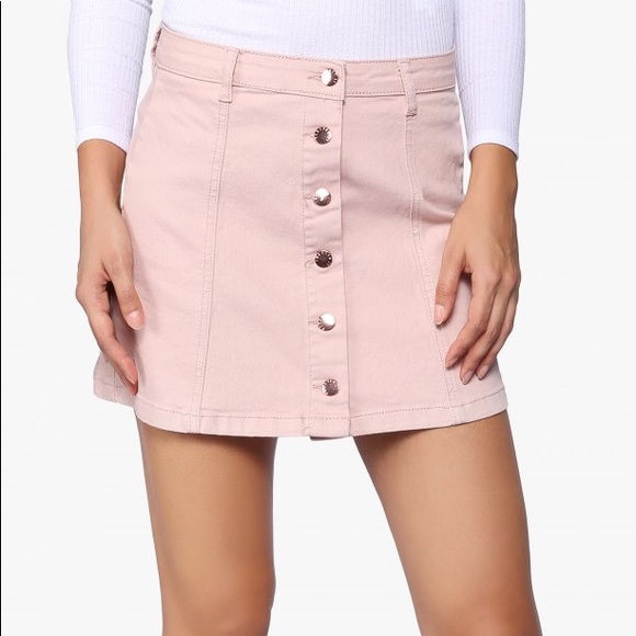 Forever 21 Light Dusty Pink/Tan Button Front Skirt - Picture 4 of 4